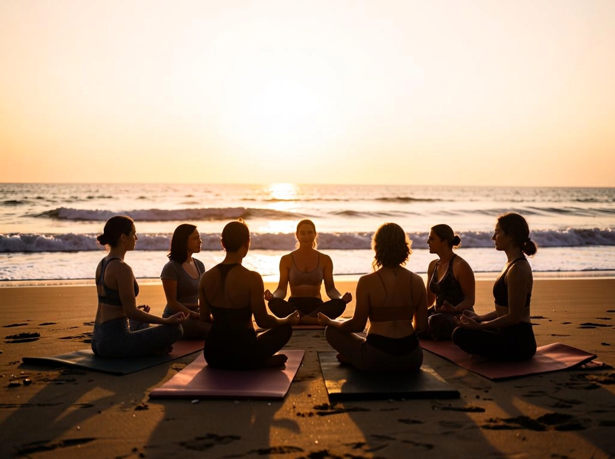 A group wellness experience on the beach