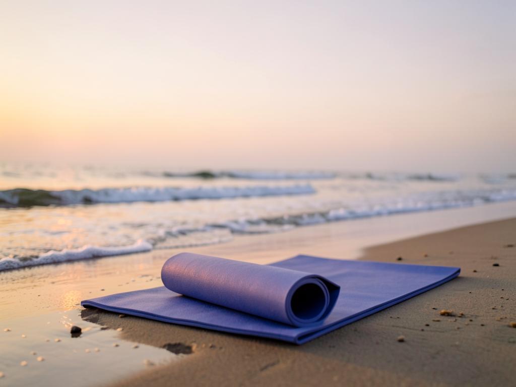 Your mat, the wet sand, and first light